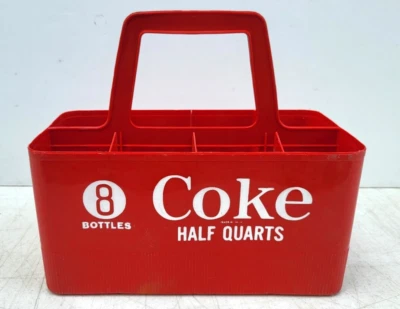 Красный пластиковый контейнер для хранения бутылок Coca Cola 8 шаров газированной воды поп винтажный c1960 - Изображение 1 из 4