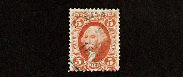 1862-71 Revenue First Issue Wash. 5c Red EXPRESS Perf  Sc#R25c Cancelled - Image 1 of 1