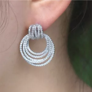 Luxury Multilayer Circle Earrings Stainless Steel Women's Rose Gold Silver Hoops - Picture 1 of 8