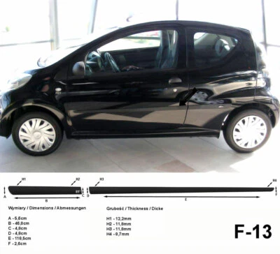 Seitenschutzleisten schwarz für Citroen C1 Schrägheck 3-Türer vor Mopf 2005-2011 - Bild 1 von 4