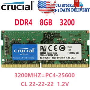 CRUCIAL 8GB DDR4 3200 MHz PC4-25600 Laptop SODIMM Non-ECC 260-Pin Memory RAM 8GB - Picture 1 of 9