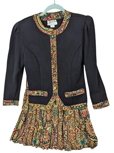 Jeffrey & Dara size 6 Vintage Pleated Paisley Skirt + Button Up Sweater Top Set - Picture 1 of 18