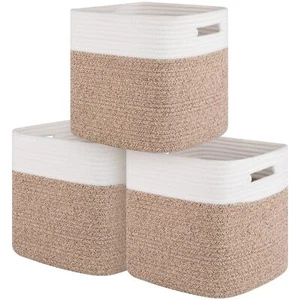 3 Pack Storage Cube Storage Bin 11 Inch Cotton Rope Woven Baskets for Organizing - Picture 1 of 7