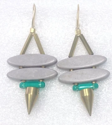 HSN David Aubrey Gray Stone Double Marquise Spike 2" Drop Earrings - Image 1 of 3