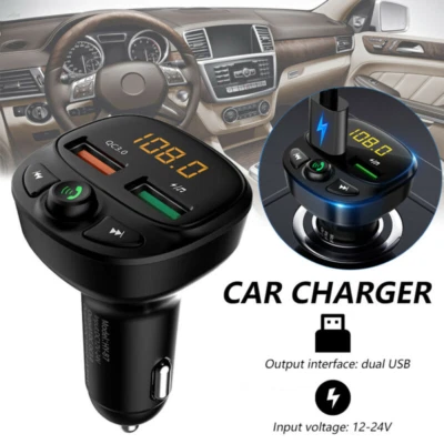 Bluetooth Car FM Transmitter MP3 Player Radio Wireless Adapter 2 USB Charger Kit - Image 1 of 4