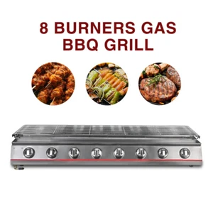 8 Burners Gas BBQ Grill LPG Portable Camping Barbecue Cooker Outdoor Cooking - Picture 1 of 13