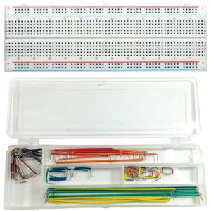 830 Tie Point Solderless Breadboard, 6.5" x 2.1", with 70 Piece Jumper Wires - Picture 1 of 2