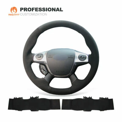 Mewant Custom Black Suede Steering Wheel Cover Wrap for Ford Focus Escape C-MAX - Image 1 of 4