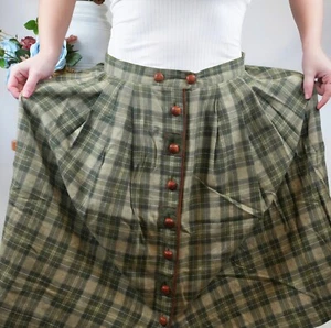 Vintage Green Bavarian Dirndl Skirt Oktoberfest Trachten Skirt Size M 10 EU 40 - Picture 1 of 5