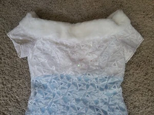 Disney Blue Snow Queen Elsa Dress Blue Lace White Fur Costume Sz M Girls Teen - Picture 1 of 11