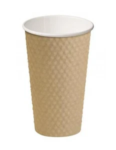 Cast Away Cup Dimple Paper Hot Cups Brown 460ml x 20 - Picture 1 of 1