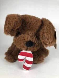 Animal Adventure Plush Puppy Dog Brown Candy Cane Christmas 8” 2021 With Tag - Picture 1 of 12