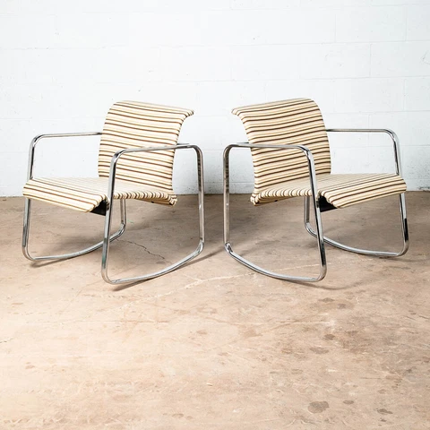 Mid Century Modern Rocking Chair Set Herman Miller Peter Protzmann Pair Vintage Cover