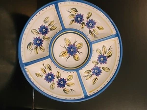 LARGE 16-1/2" Gallery Global Tabletops Ceramic Lazy Susan Style Snack Party Dish - Picture 1 of 10