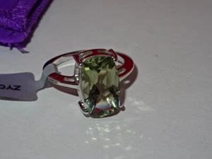 #64 Gemporia Sterling Silver 5.27ct Prasiolite Ring & COA Size Q - Picture 1 of 6