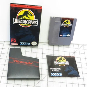 Jurassic Park Original Nintendo NES Videospiel mit Box & Anleitung - Bild 1 von 9