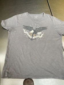 Lucky Brand USA American Men’s L 48in Grey Eagle Anchor Distressed T-Shirt Tee - Picture 1 of 8