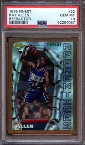 1996 Topps Finest Ray Allen #22 (Refractor) - HOF Rookie RC - PSA 10 GEM MINT - Picture 1 of 2