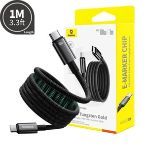 Baseus Tungsten Gold Magnetic Charging Cable USB-C to USB-C 100W 1m - Picture 1 of 11