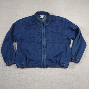 Alfred Dunner Jean Jacket Women's 12P Denim Embroidered Full Zip - Picture 1 of 11