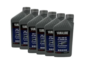 Yamaha New Yamalube 10W-50 Semi-Synthetic Oil-LUB-10W50-SS-12-6PACK - Picture 1 of 7