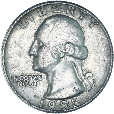 1958 D Washington Quarter 90% Silver Extra Fine XF Cover