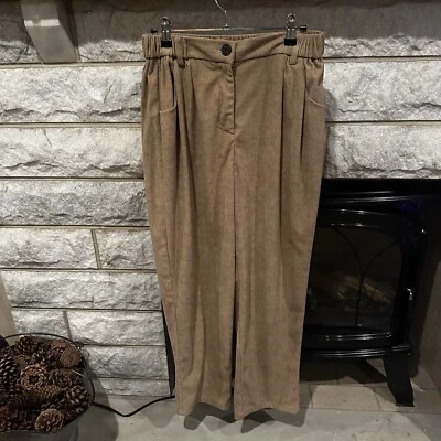 Pantalones holgados de pana marrón para mujer talla grande  Foto 1 de 4