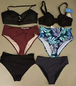 Lot Of 6 Pieces Of Cupshe Swim Seperates Women's Size Large - 2 Tops & 4 Bottoms - Picture 1 of 17