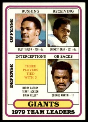 1980 Topps Billy Taylor/Earnest Gray/George Martin New York Giants #94 - Image 1 of 2