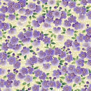 Tsuru Ditzy Flowers w/Metallic Asian Themed 44" Wide P & B Textiles - Picture 1 of 5