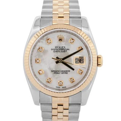 Rolex DateJust 36mm JUBILEE MOP DIAMOND 18K Yellow Gold Steel 116233 Watch - Image 1 of 4