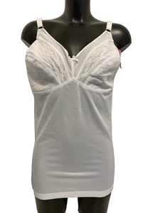 Vintage White Corselette UK 44D Lace Cups Open Girdle Shapewear Underwear - Picture 1 of 12
