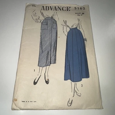 c.1949 ADVANCE 5162 sz 14 Waist 28"/71cm Skirt Variations - Complete - Image 1 of 3