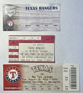 Lot Of 3 Texas Rangers Game Ticket Stubs Detroit Tigers 8/12/1996 Yankees Astros - Picture 1 of 2