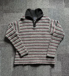 90s GAP Merino Wool Stripe Quarter Zip Pullover Sweater Medium Hong Kong - Picture 1 of 7