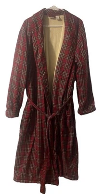 LL BEAN Chal Cuello BATA Talla GRAN FRANELA ALTA CON FORRO POLAR Rojo A CUADROS Foto 1 de 4