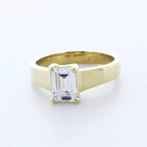 Anillo de compromiso solitario oro 14K 1,59 quilates esmeralda diamante cultivado en laboratorio G VS2 - Imagen 1 de 5