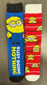 Brand New - One Size Fits Most - Minions - 2 Pair Crew Socks - Picture 1 of 3