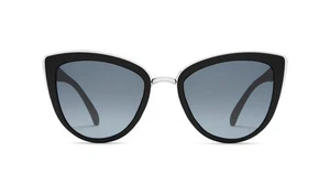 Nuevo Quay My Girl Marco Negro Mate Plateado Cromo Mujeres Gafas de Sol Ojo de Gato con Estuche - Imagen 1 de 8