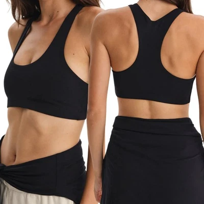NWT MATE the Label Organic Stretch Sports Bra – Jet Black – Size S – Retail $58 - Image 1 of 4