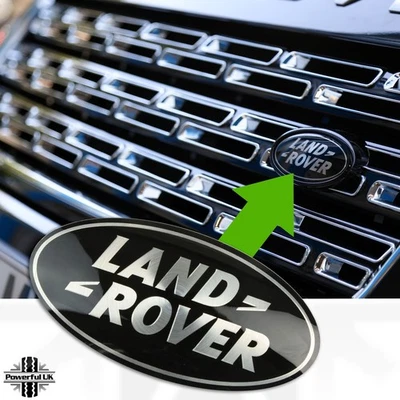 Distintivo ovale griglia nera e argento originale 'Land Rover' per Range Rover L405 - Immagine 1 di 4
