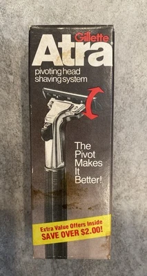 Vintage Gillette Atra Razor Pivoting Twin Blade SAMPLE Invitation Pack box NOS - Image 1 of 4