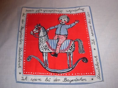 Pañuelo infantil vintage Alemania caballo mecedor niño color brillante Foto 1 de 4