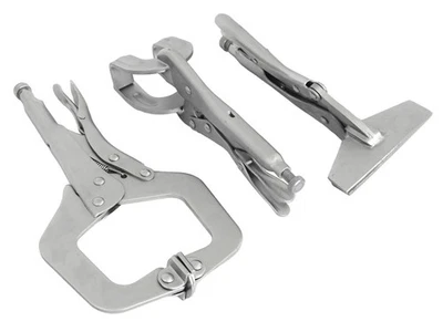 3pc Welding Clamps Set Welders C-Clamp Mole Vice Grip Locking Pliers Sheet Metal - Image 1 of 4