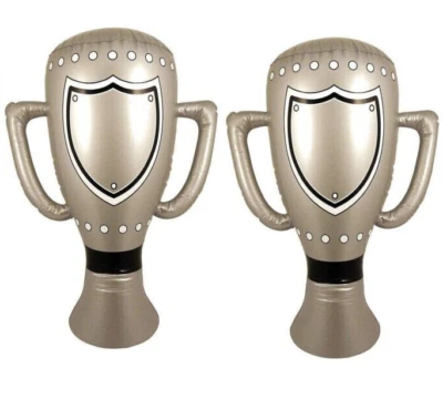 2 x гигантский надувной 60 см серебро победителей кубок финальный трофей футбольная вечеринка реквизит - Изображение 1 из 2