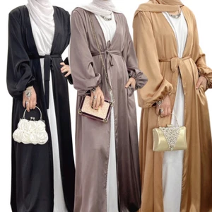 Dubai Abaya Cárdigan Largo Caftán Vestido Interior Mujeres Musulmanas Abaya Vestido Abaya Eid Islam - Imagen 1 de 45