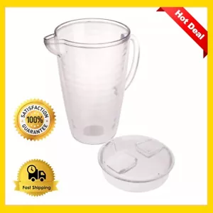 Clear Pitcher Plastic BPA Free 2.5 Quart Double Wall & Keeps Drinks Cold Longer - Picture 1 of 4
