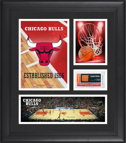 Chicago Bulls Framed 15x17 Collage w/Team-Used Basketball-LE 250 Cover
