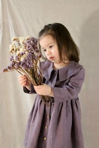 Girls' linen dress. Handmade and vintage - Picture 1 of 8