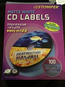 CD Stomper Matte White Labels Dual Use Full Face Or Standard Center 100 + Spine - Picture 1 of 2